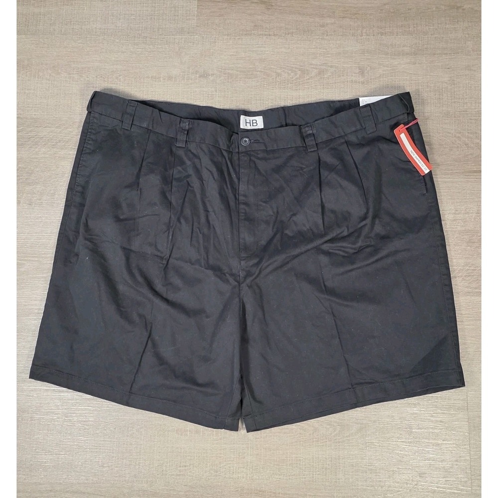 Harbor Bay Shorts HB Men's 56‎ Black Pleated Waist Relaxer Big & Tall New